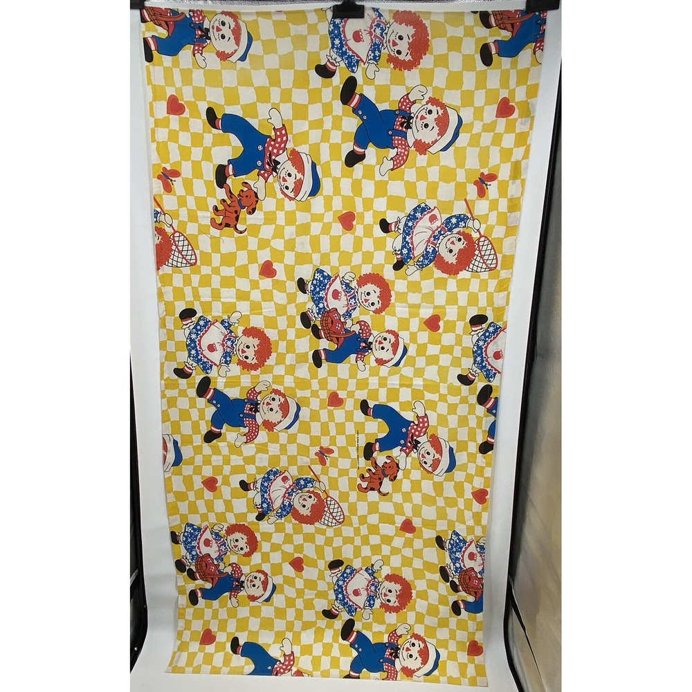 Vintage Raggedy Ann Andy Flat Sheet The Bobbs Merrill Co JC Penney 1970's‎